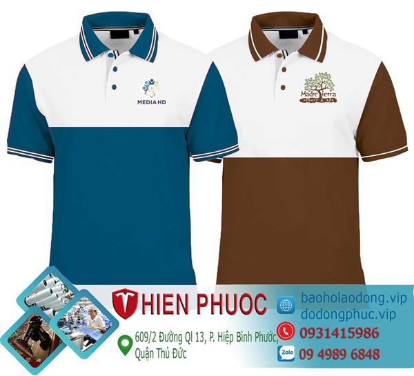 Áo thun đồng phục phối 2 màu - Công Ty TNHH Bảo Hộ Lao Động Thiên Phước